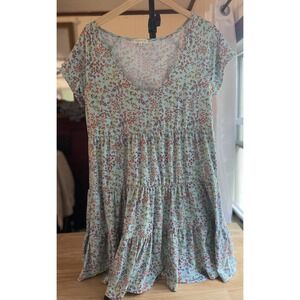 Ultra Flirt Women's 1X Blue Floral Dress